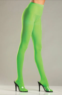 Lime Green Solid Color Pantyhose