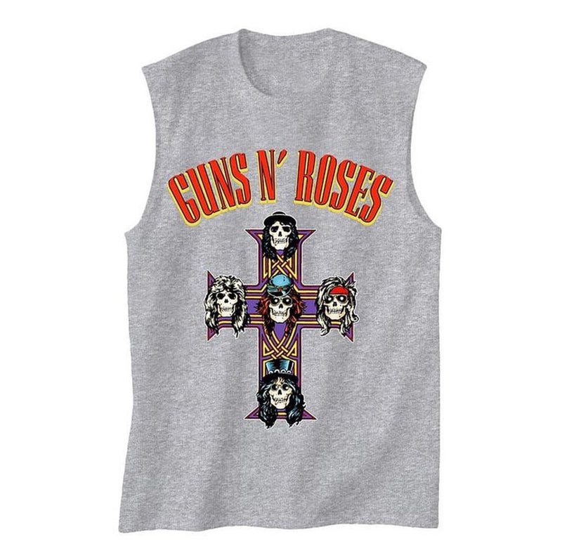 Guns N’ Roses Arched Logo Cross Men’s Fit Muscle T-Shirt