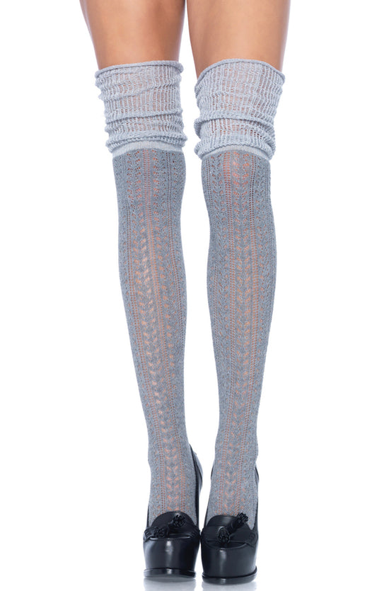 Grey Over The Knees Scrunch Socks