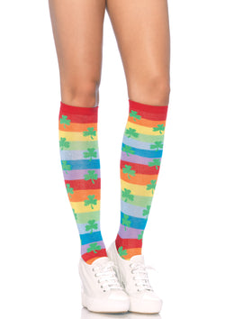 Knee High Rainbow Clover Socks