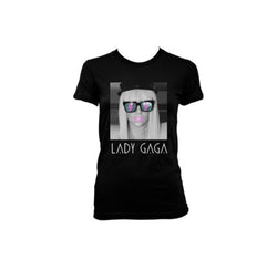 Lady Gaga Glasses Deco Black Juniors T-Shirt