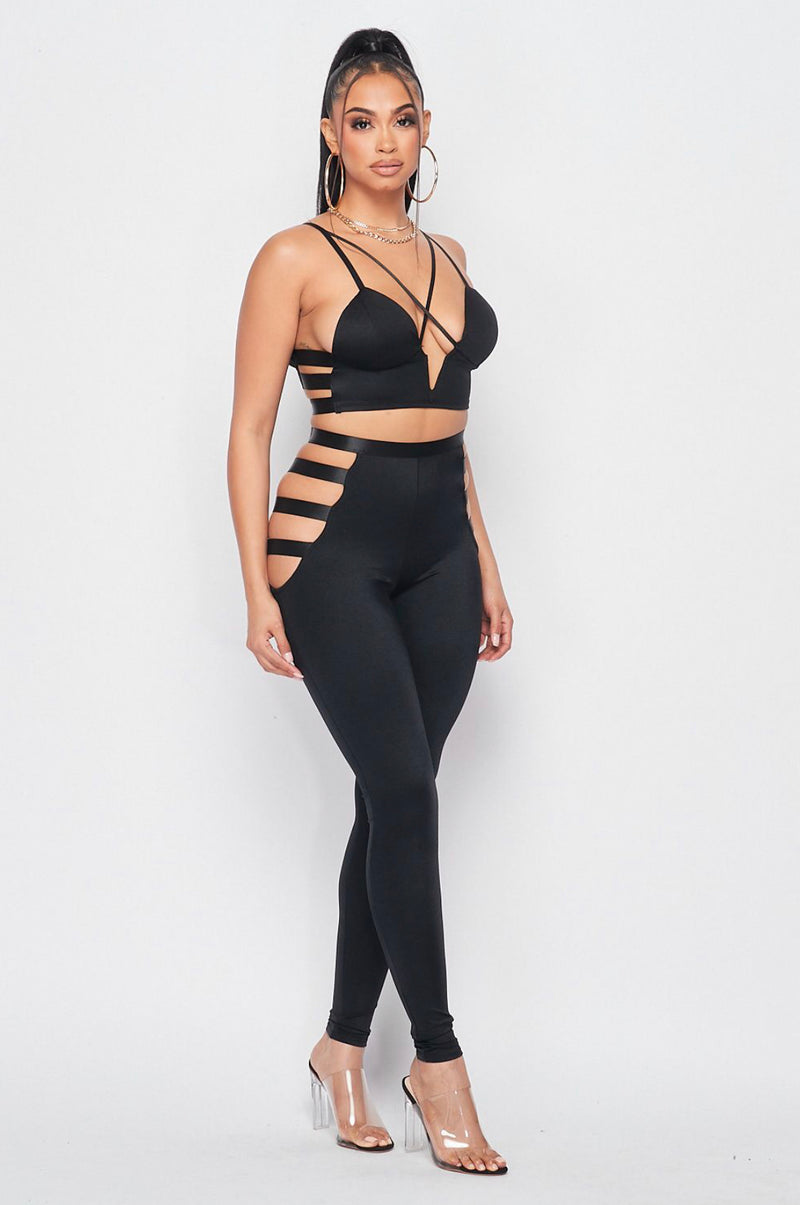 Crop Top And Ribbed Bottom Set