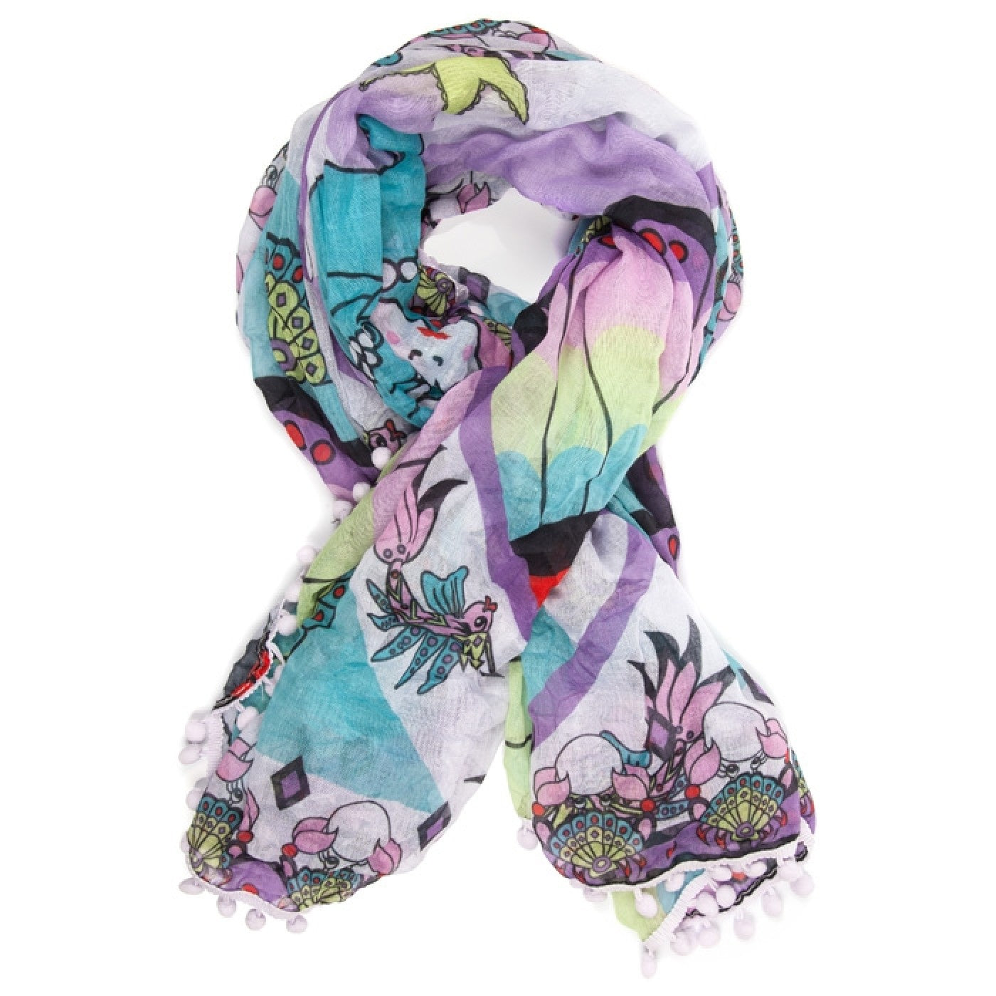 Mermaid Print Pom Pom Parade Scarf