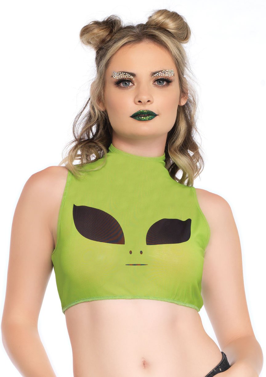 GREEN CROP TOP ALIEN