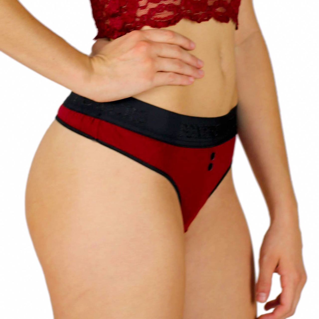 Black Cherry Cotton Thong