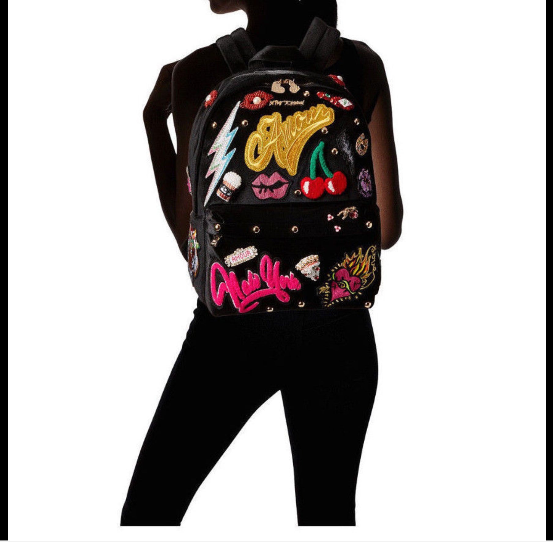 Betsey Johnson New York Velvet Backpack-Bags-PANTIESANDPUMPS.COM