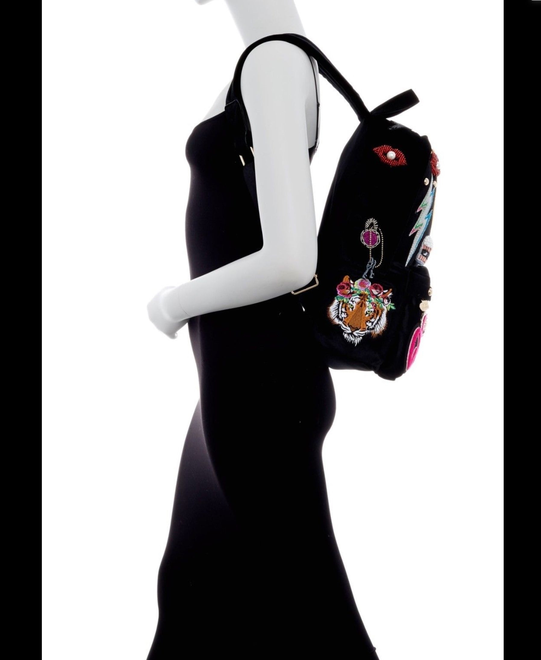 Betsey Johnson New York Velvet Backpack-Bags-PANTIESANDPUMPS.COM