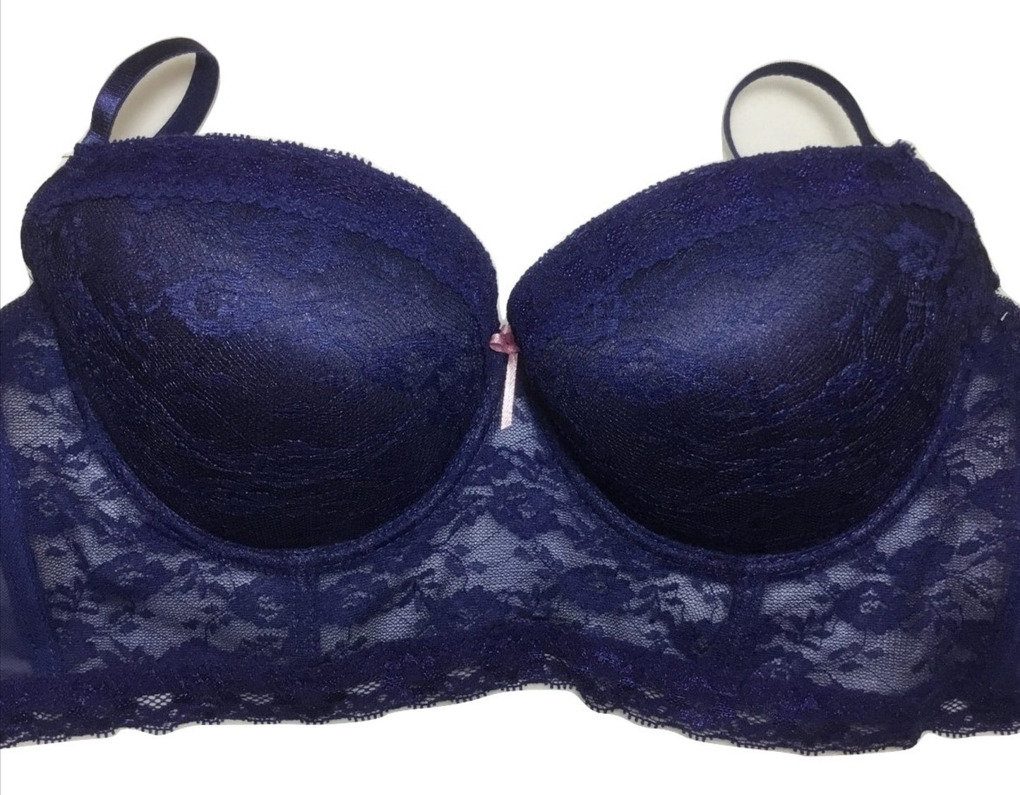 Blue Lace Longline Bra-Lingerie-PANTIESANDPUMPS.COM