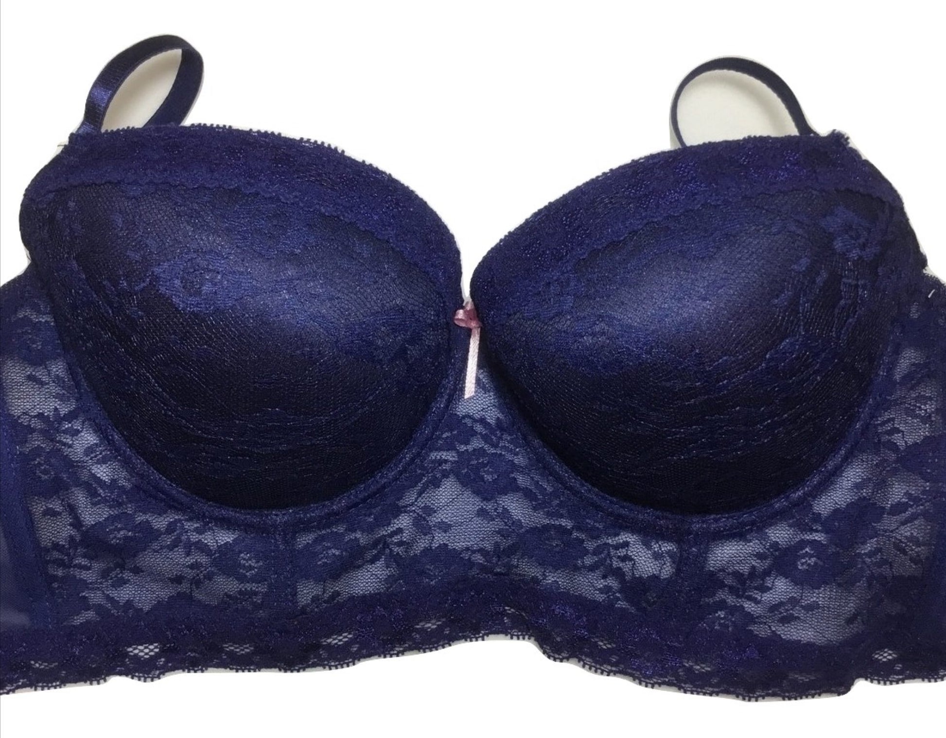 Blue Lace Longline Bra-Lingerie-PANTIESANDPUMPS.COM