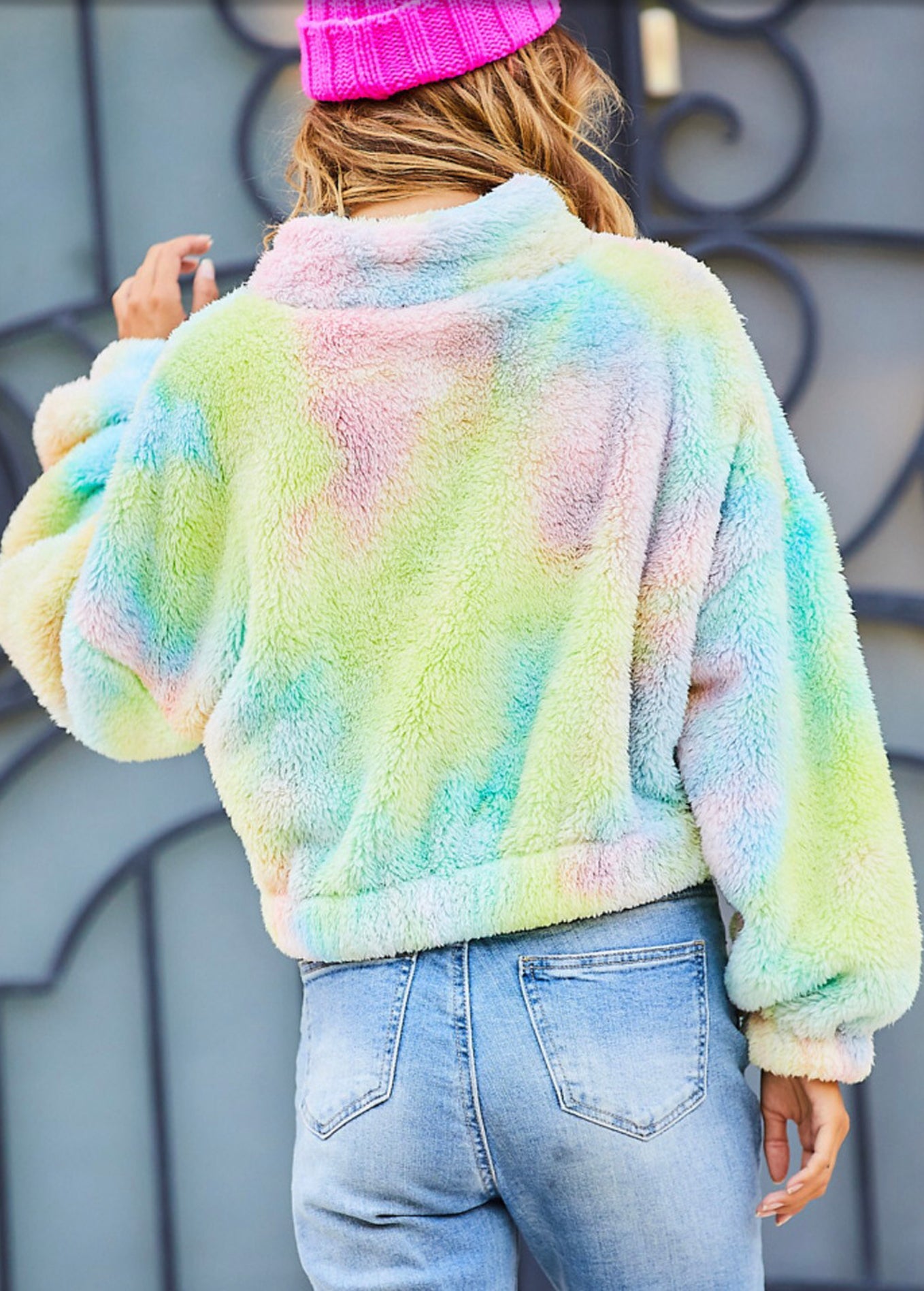 Fuzzy Half Zip Pullover Jacket-Coats & Jackets-PANTIESANDPUMPS.COM