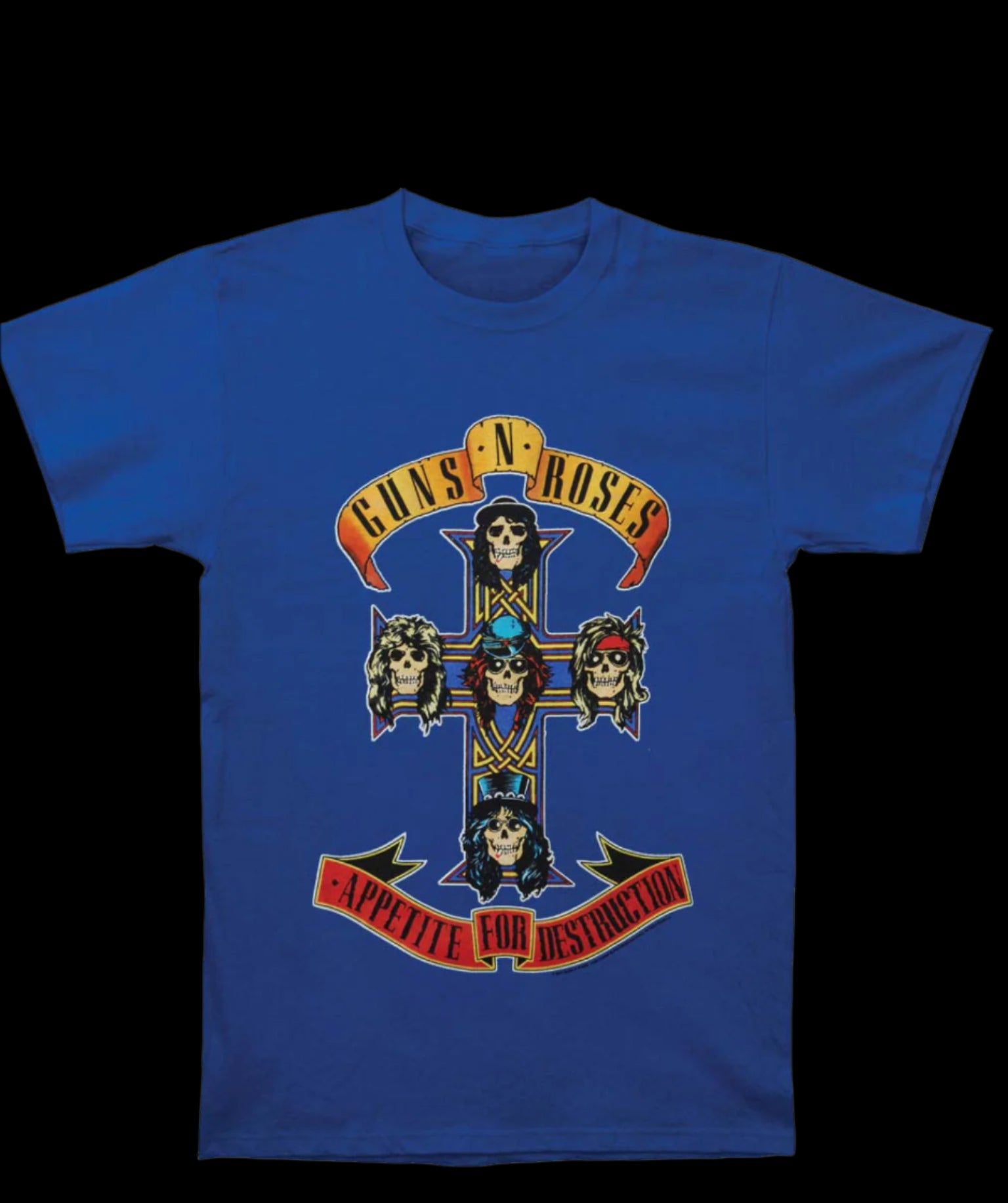 Guns N’ Roses Appetite For Destruction Cross on Royal-T-Shirts-PANTIESANDPUMPS.COM