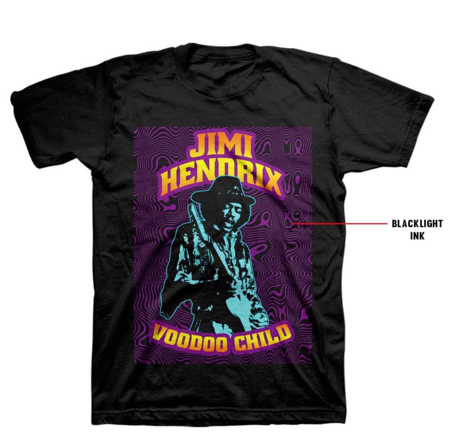 Jimi Hendrix Black Light T-Shirt-T-Shirts-PANTIESANDPUMPS.COM