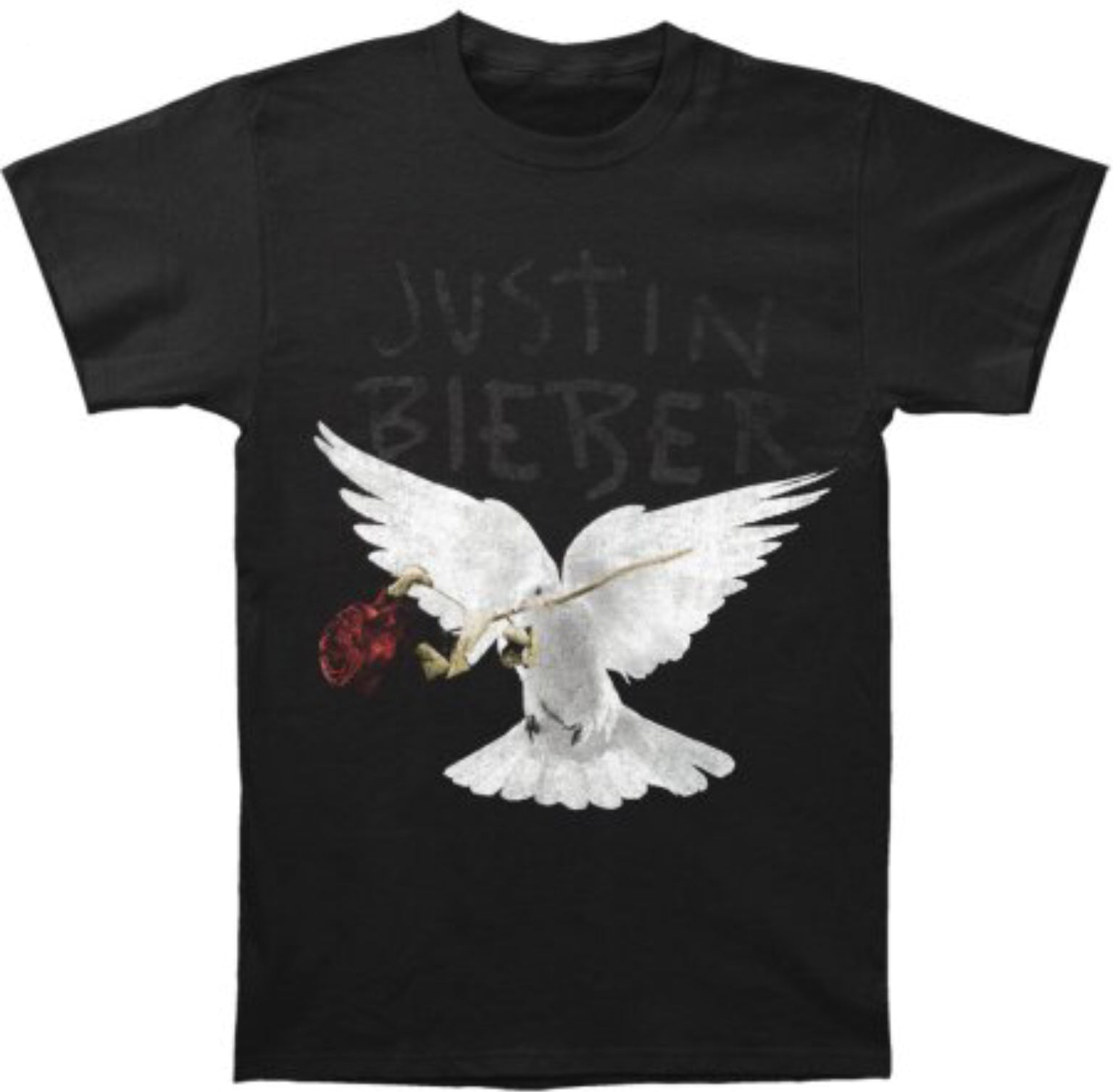 Justin Bieber Dove And Dead Rose T-Shirt-T-Shirts-PANTIESANDPUMPS.COM