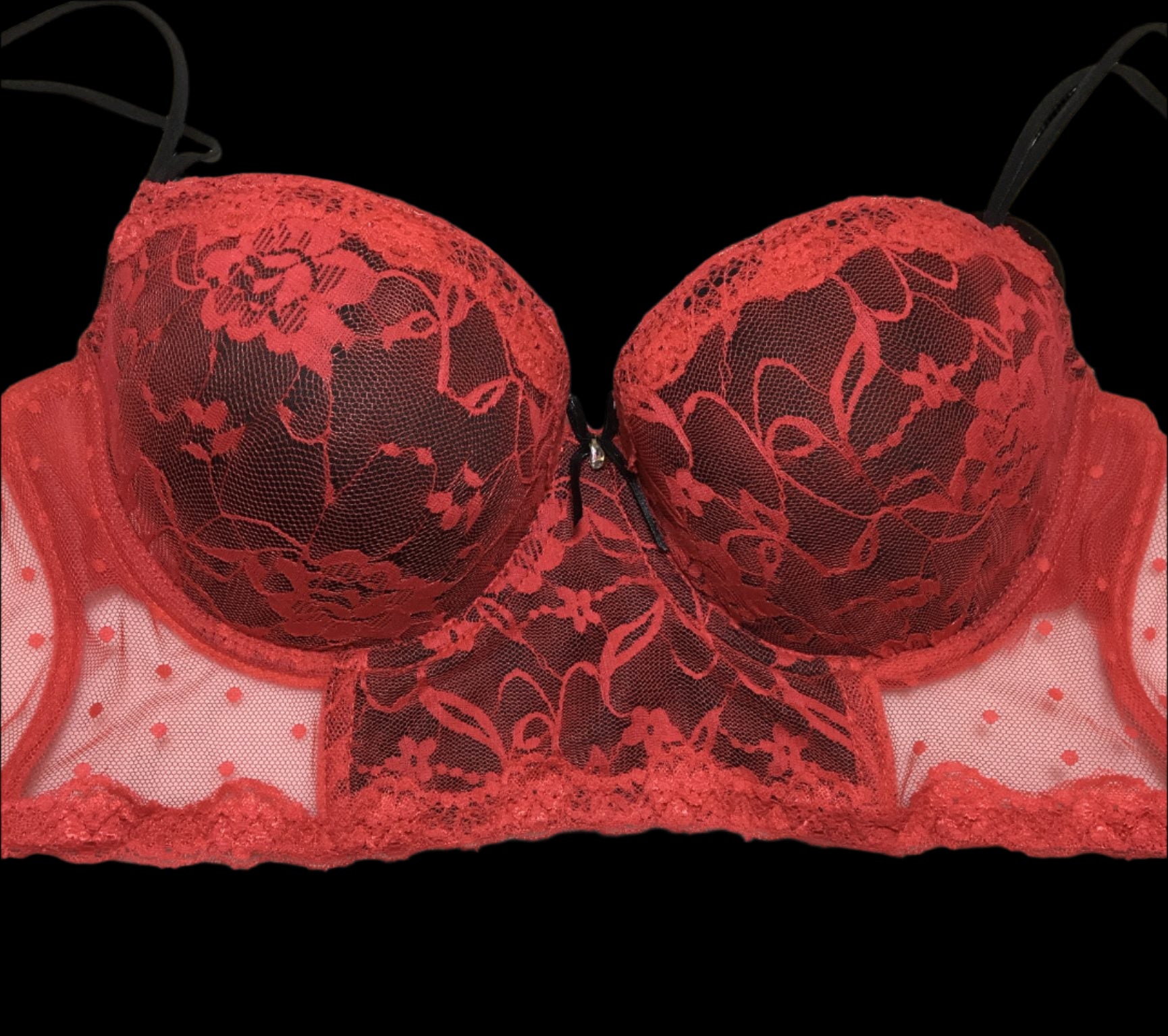 Red Lace Push-Up Bra-Lingerie-PANTIESANDPUMPS.COM