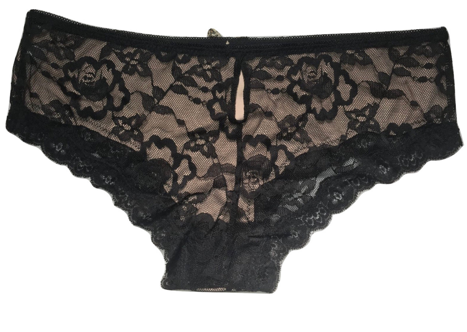 Taupe/Black Bow Lace Panties-Lingerie-PANTIESANDPUMPS.COM